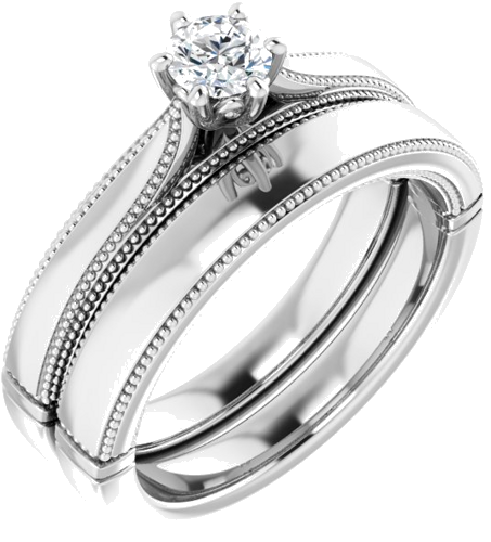 Sužadėtuvių Žiedas „Solitaire“ 14k white gold Round 4.1mm (6)