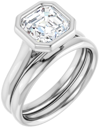 Sužadėtuvių Žiedas „Bezel-Set Solitaire“ 585 Baltojo Aukso Asscher 7mm (6)