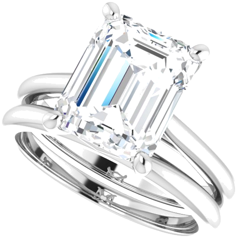 14K White 10x8 mm Emerald Solitaire Engagement Ring Mounting (10)