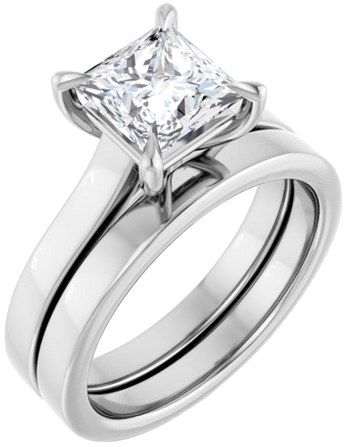 Sužadėtuvių Žiedas „Claw-Prong“ 14k white gold Square 6.5mm (6)
