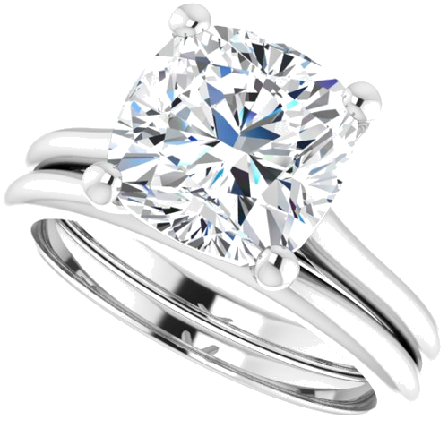 14K White 9 mm Cushion Solitaire Engagement Ring Mounting (10)