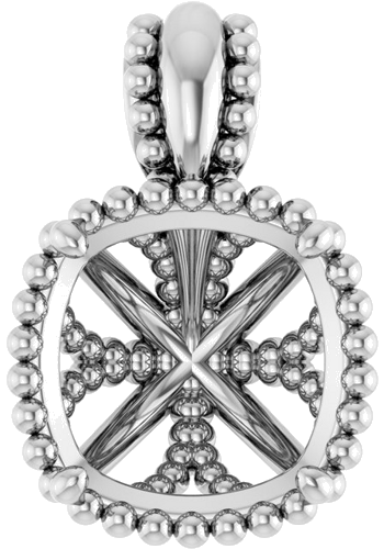 Pakabukas „Beaded“ 14k white gold Cushion 8mm (1)