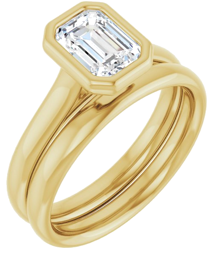 Sužadėtuvių Žiedas „Bezel-Set Solitaire“ 10k yellow gold Emerald 7mm x 5mm (6)