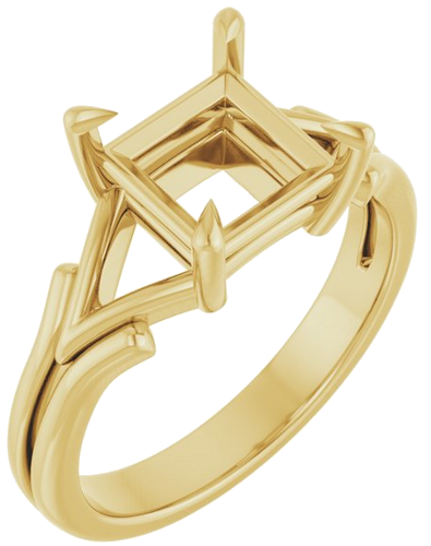 14K Yellow 7 mm Square Solitaire Engagement Ring Mounting (1)