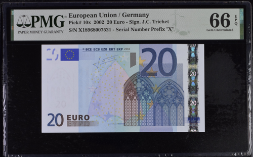 2002 20 euro banknote PMG GEM UNC 66 (3)