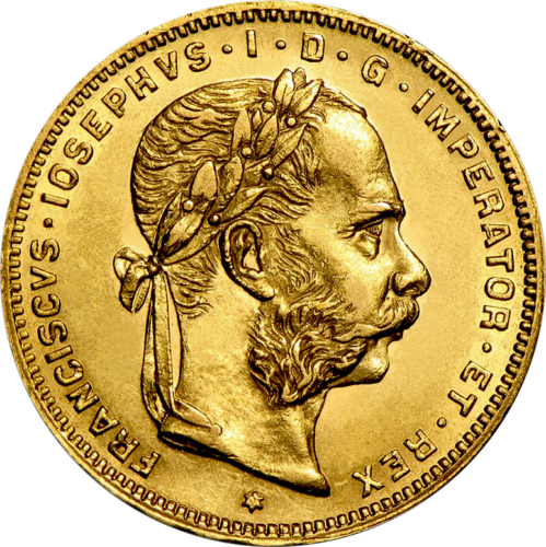 8 флоринов Австрийская империя Франц Иосиф I золотая монета (1)