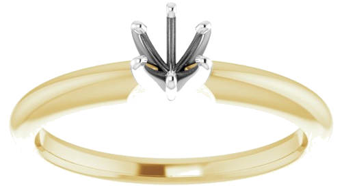 14K Yellow White 4.2-4.9 mm Round 6-Prong Solitaire Ring Mounting (3)