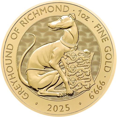 1 oz Royal Tudor Beasts: Greyhound of Richmond 2025 Gold Coin (1)