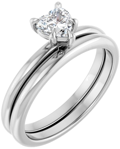 Sužadėtuvių Žiedas 585 Baltojo Aukso Heart Shape 5mm (5)