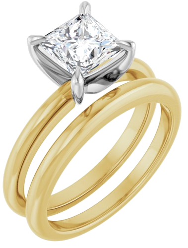 Sužadėtuvių Žiedas „Claw-Prong Solitaire“ 14k yellow/white gold Square 6mm (6)