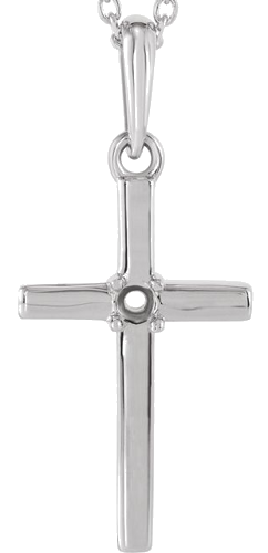 14K White 3 mm Round Cross Pendant Mounting (1)