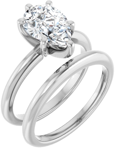 18K White  10x7 mm Pear Solitaire Engagement Ring Mounting (6)