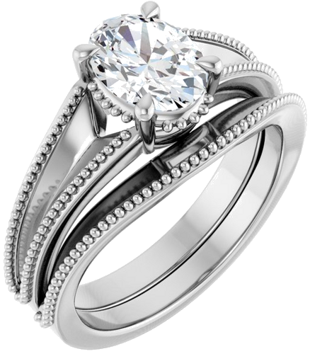 Sužadėtuvių Žiedas „Claw-Prong Solitaire“ 14k white gold Oval 8mm x 6mm (6)