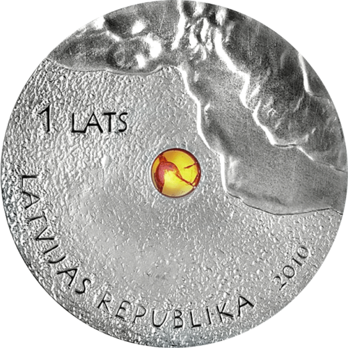 1 lats Amber 2010 Latvia silver coin (2)