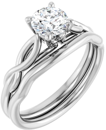 Sužadėtuvių Žiedas „Solitaire“ 585 Baltojo Aukso Round 5.8mm (6)