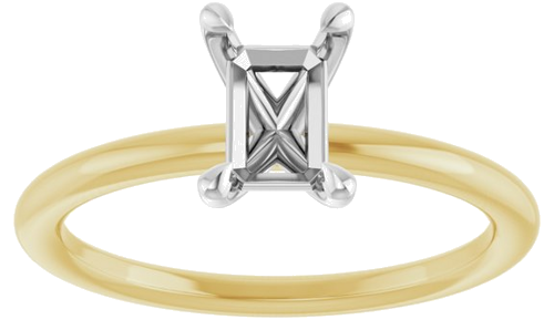 Sužadėtuvių Žiedas „Claw-Prong Solitaire“ 14k yellow/white gold Emerald 6.5mm x 4.5mm (3)