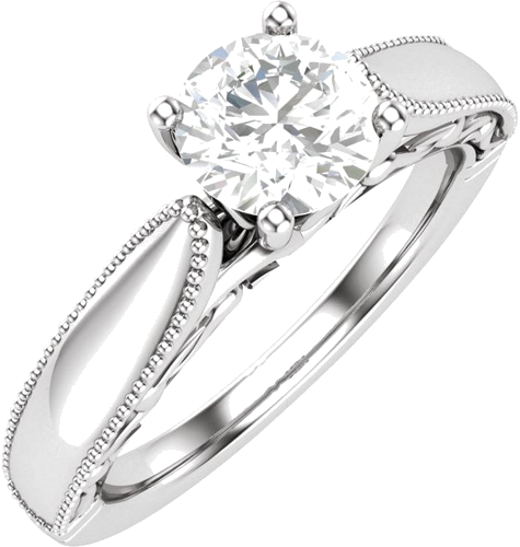 14K White 5.8 mm Round Solitaire Engagement Ring Mounting (3)