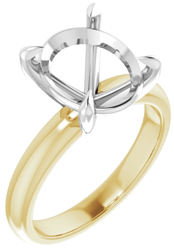 Sužadėtuvių Žiedas „Solitaire“ 750 Baltojo Ir Geltonojo Aukso Oval 12mm x 10mm (1)