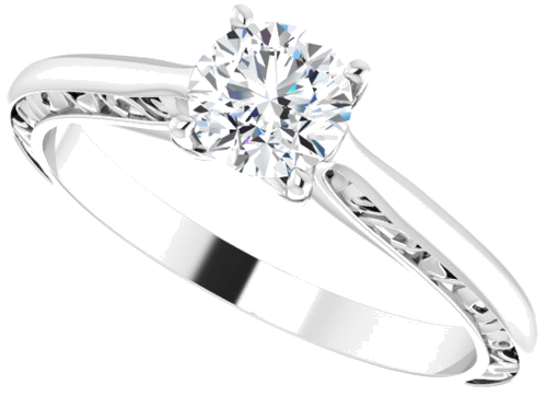 Sužadėtuvių Žiedas „Solitaire Sculptural“ 14k white gold Round 5.2mm (10)