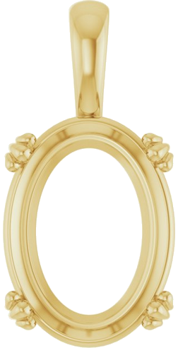 Pakabukas „Decorative Prong Solitaire“ 14k yellow gold Oval 16mm x 12mm (1)