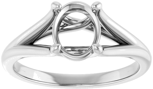 14K White 8x6 mm Oval Solitaire Engagement Ring Mounting (3)
