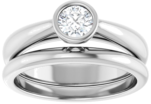 Sužadėtuvių Žiedas „Bezel-Set Solitaire“ 14k white gold Round 4.4mm (8)