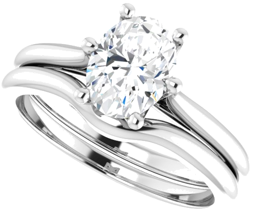 14K White 8x6 mm Oval Solitaire Engagement Ring Mounting (10)