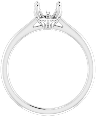 14K White 6.5 mm Round Hidden Cross Solitaire Engagement Ring Mounting (2)
