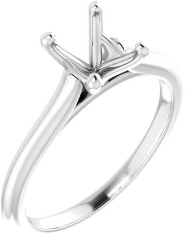 14K White 8x6 mm Oval Solitaire Engagement Ring Mounting (1)