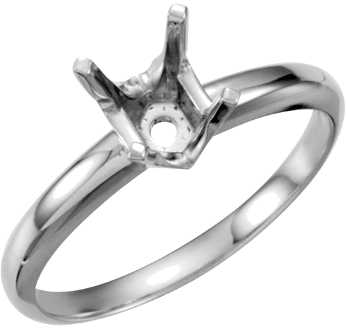 14K White 5.7-6.0 mm Round 4-Prong Lightweight Solitaire Engagement Ring Mounting (1)