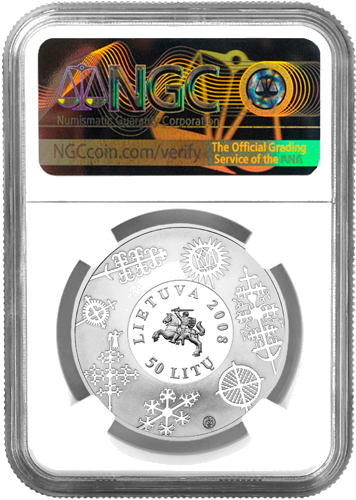 2008 Ремесло изготовления крестов Литва 50 литов серебряная монета PF 67 ULTRA CAMEO (2)