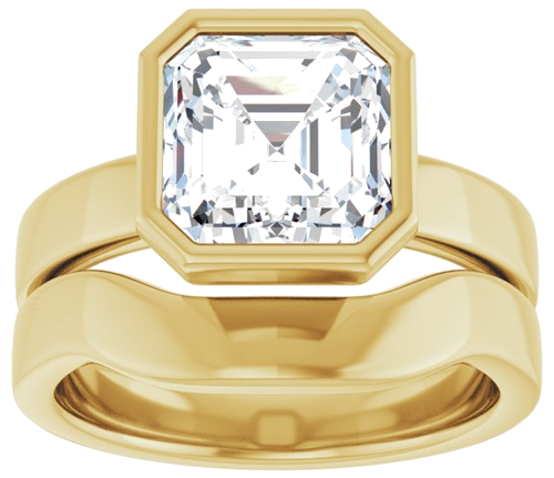 Sužadėtuvių Žiedas „Bezel-Set Solitaire“ 14k yellow gold Asscher 8mm (8)
