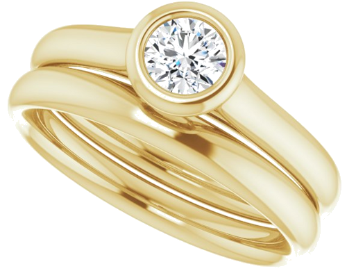 14K Yellow  4.4 mm Round Solitaire Engagement Ring Mounting (10)