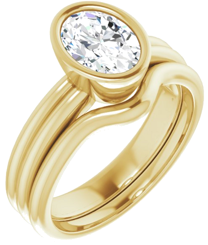 Sužadėtuvių Žiedas „Bezel-Set Solitaire“ 14k yellow gold Oval 8mm x 6mm (6)