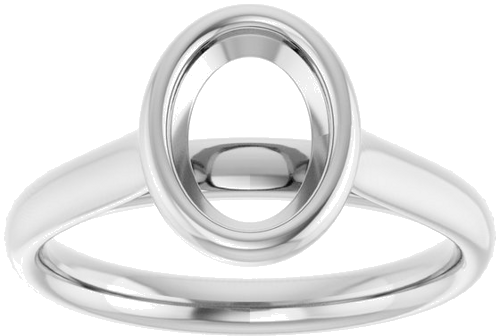 14K White  8x6 mm Oval Solitaire Engagement Ring Mounting (3)