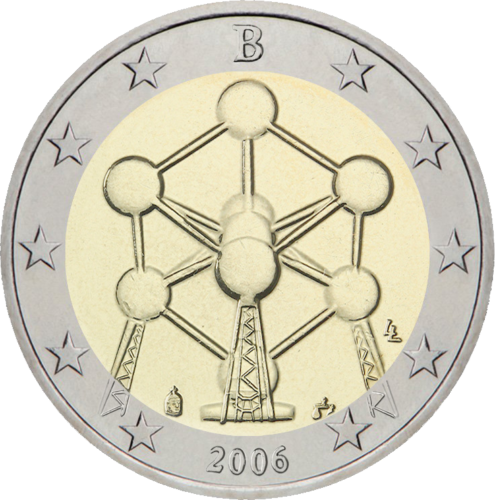 2006 Belgija Atomas 2 eurų BU moneta (3)