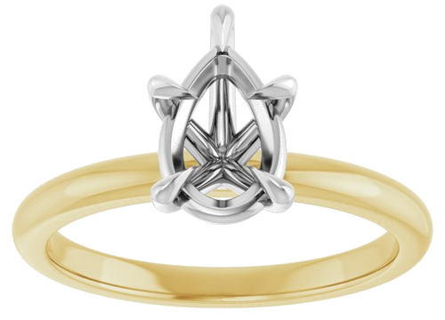 Sužadėtuvių Žiedas „Claw-Prong“ 14k yellow/white gold Pear 9mm x 6mm (3)