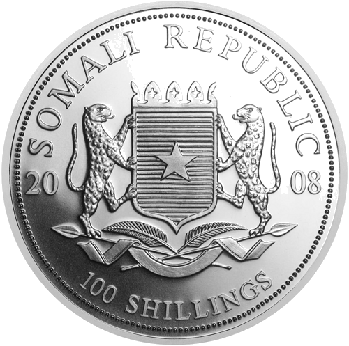 1 oz Dramblys 2008 Somalis sidabrinė moneta (paauksuota) (2)