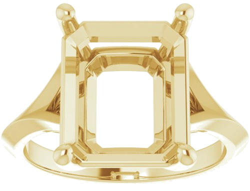 Sužadėtuvių Žiedas „Solitaire Split Shank“ 14k yellow gold Emerald 12mm x 10mm (3)