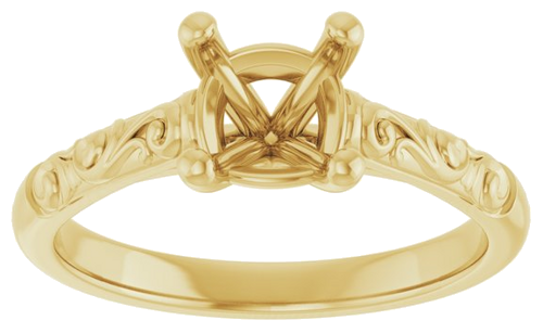 14K Yellow 6 mm Cushion Solitaire Engagement Ring Mounting (3)