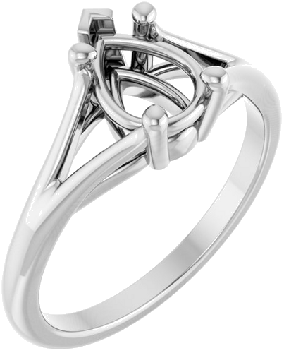 Sužadėtuvių Žiedas „Solitaire Split-Shank“ 14k white gold Pear 8mm x 6mm (1)