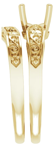 Sužadėtuvių Žiedas „Solitaire Floral“ 14k yellow gold Asscher 5.5mm (9)