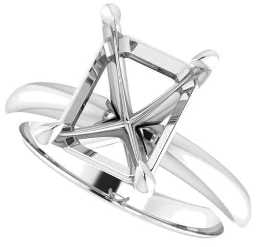 14K White 10x8 mm Emerald Solitaire Engagement Ring Mounting (5)