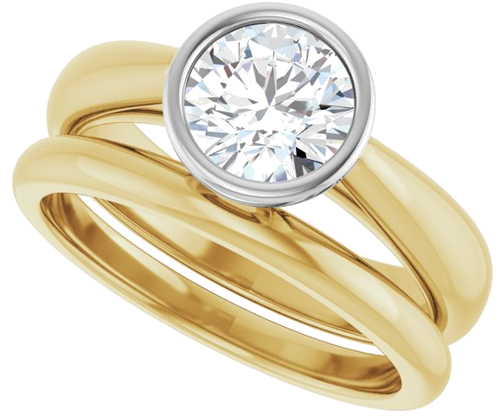 Sužadėtuvių Žiedas „Bezel-Set Solitaire“ 14k yellow/white gold Round 6.5mm (10)
