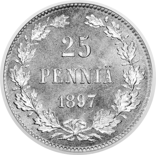 25 Pennia (1865-1917) Somijas sudraba monēta (1)