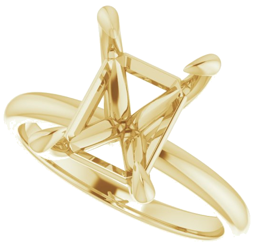 18K Yellow  10x8 mm Emerald Solitaire Engagement Ring Mounting (5)