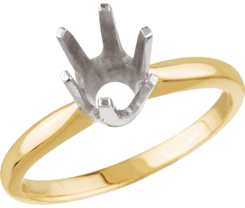 14K Yellow White 6-Prong Heavy Shank Engagement Ring Mounting (1)