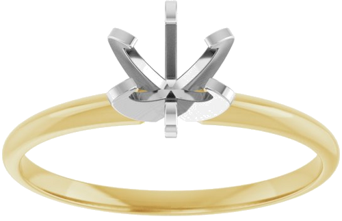 14K Yellow White 5.4-5.7 mm Round 6-Prong Solitaire Engagement Ring Mounting (3)