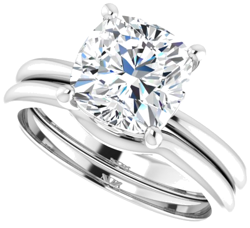 14K White 8 mm Cushion Solitaire Engagement Ring Mounting (10)