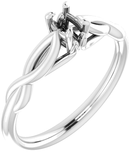 Sužadėtuvių Žiedas „Solitaire Sculptural“ 10k white gold Oval 5mm x 3mm (1)